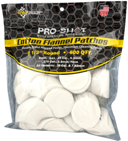 Pro-Shot Parches de Limpieza de Franela de Algodón - Parches de 1 1 - 2 " - 600 Count