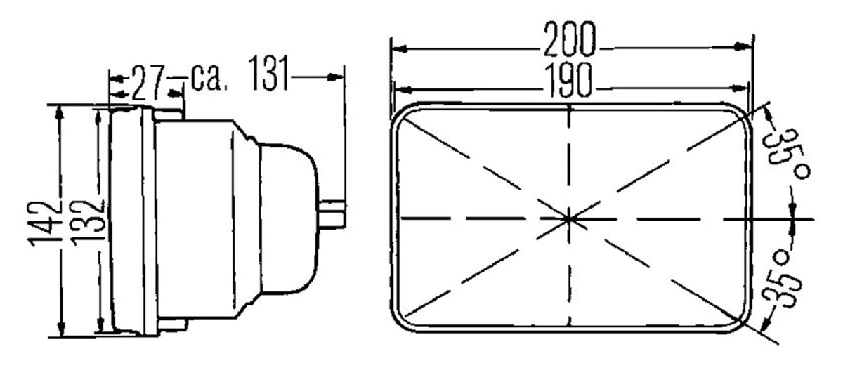 Hella Kit de Lámpara 190 x 132 mm H4 12V ECE 3427811