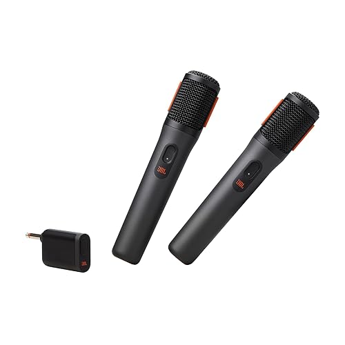 JBL PartyBox - Micrófono inalámbrico – 2 micrófonos inalámbricos Digitales, batería Recargable (20 Horas - 700 mAh), Voz Clara, Sonido nítido, conexión Estable de 2.4 GHz, Compatible con Todos los