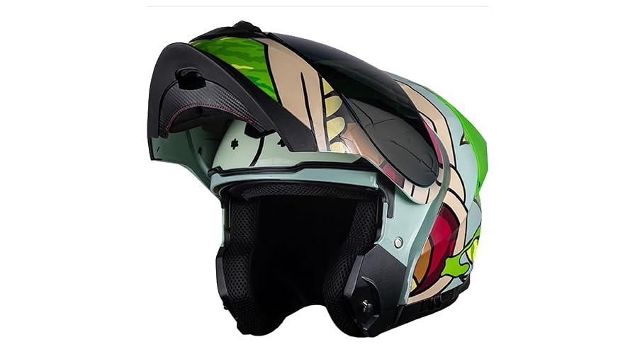 KOV Casco Rick Y Morty Apex ABATIBLE para Moto FOTOLUMINISCENTE Certificado