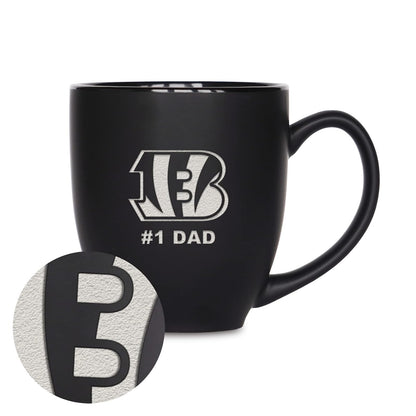 Rico Industries NFL Taza de Cerámica #1 Dad, Grabado con Láser, Negro Mate - Cincinnati Bengals