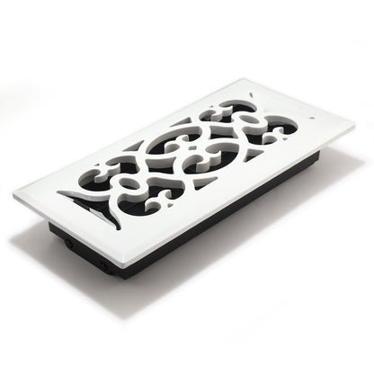 Accord Rejilla plástico para piso con diseño victoriano, Tradicional, 4" x 14", Blanco