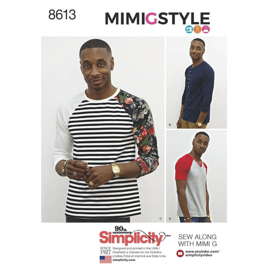 Simplicity Mimi G Style US8613A - Patrones de camisa de manga larga para hombre, tallas XS a M