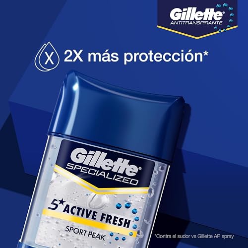 Gillette Gel Invisible Antitranspirante Specialized Active Fresh Sport Peak 82 g, 2 Unidades