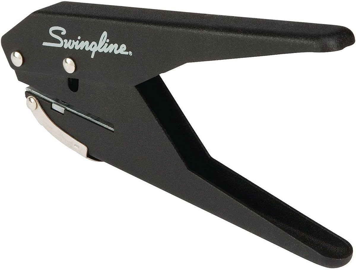 Swingline 74017 perforadora de 1 agujero, perforadora de 20 hojas de capacidad, alicates de baja fuerza, negro y plateado