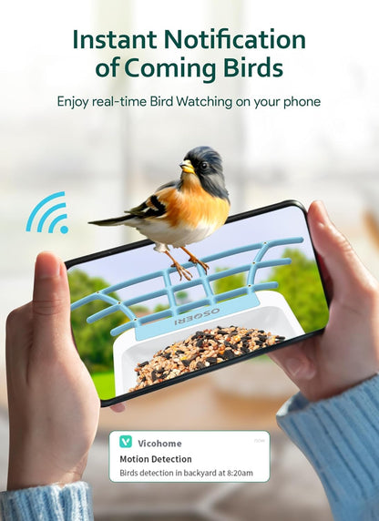 Osoeri - Alimentador Inteligente para pájaros con cámara, cámara de observación de Aves Silvestres HD de 1080P, Captura automática de Videos de Aves y detección de Movimiento
