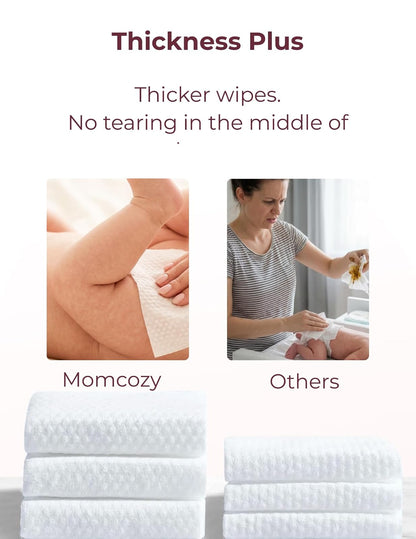 Momcozy - Toallitas de bebé de tamaño extragrande, 99% a base de agua, sin perfume e hipoalergénico, toallitas limpiadoras e hidratantes para piel sensible, 8 paquetes de tapa abatible (480 toallitas