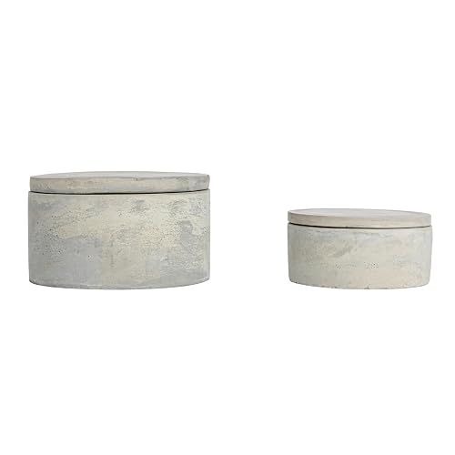Bloomingville A75500081 - Juego de 2 cajas decorativas redondas de cemento gris