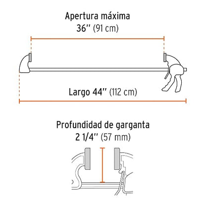 Truper PAR-136, Prensa con ajuste rápido 36" | plastico reforzado