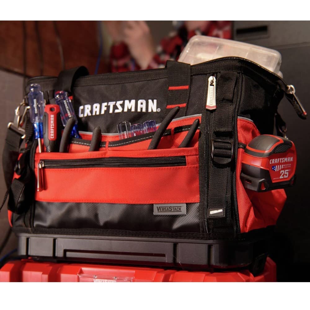 CRAFTSMAN VERSASTACK - Bolsa de herramientas con cierre, organizador de 31 bolsillos, bolsa de herramientas resistente (CMST17622)