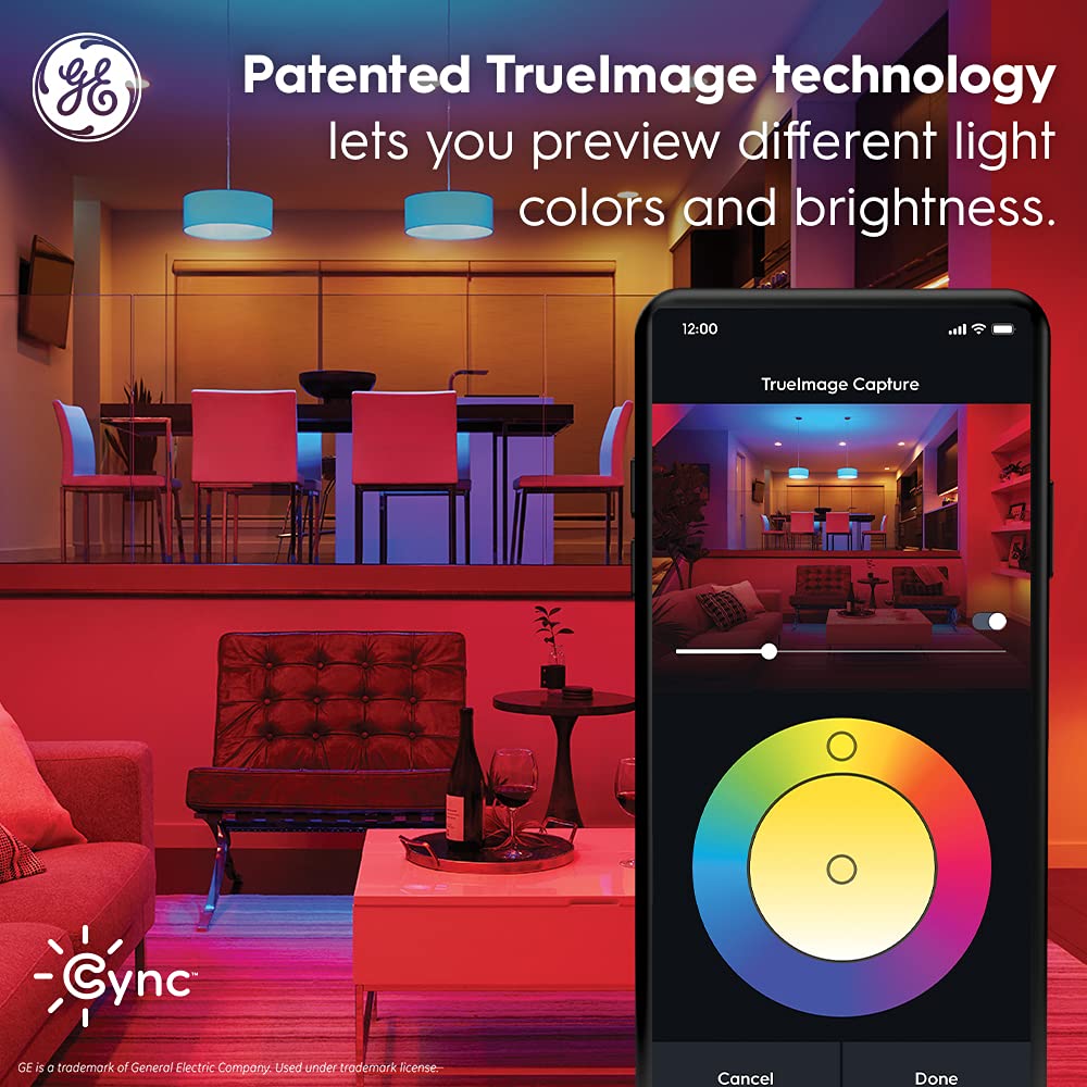 C by GE Full Color Direct Connect LED BR30 Smart Light Bulb (1 Color Changing Light Bulbs), 65W Replacement, Bluetooth/Wi-Fi Light Bulb, Smart Light Bulb Works With Alexa + Google Home without Hub