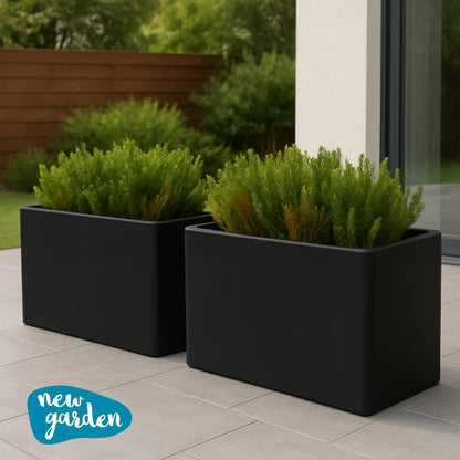 newgarden Maceta de Polietileno Rectangular Acabado Liso Uso Interior y Exterior Modelo Jacaranda 80 Negro