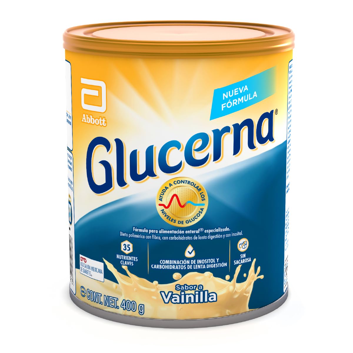 Glucerna Vainilla- Alimentación Especializada para Diabetes Polvo 400 g | Ideal para personas con diabetes tipo 1 y 2. Ayuda a estabilizar los niveles de glucosa en 4 semanas
