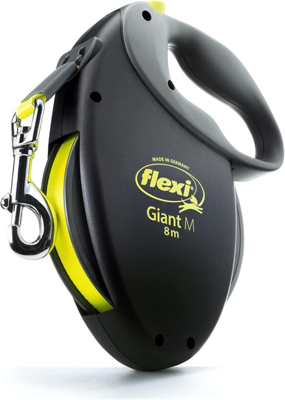 Flexi Giant Correa Retráctil de Cinta para Perro 26 ft - Medium, 26 ft - negro - neón