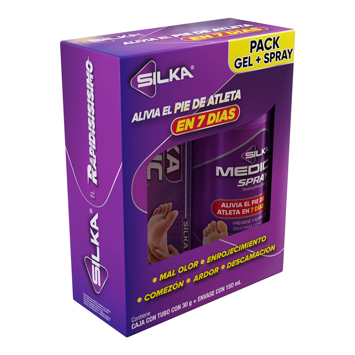 2 Pack SILKAMEDIC Antimicótico Con Terbinafina Gel 30g + Spray 150ml