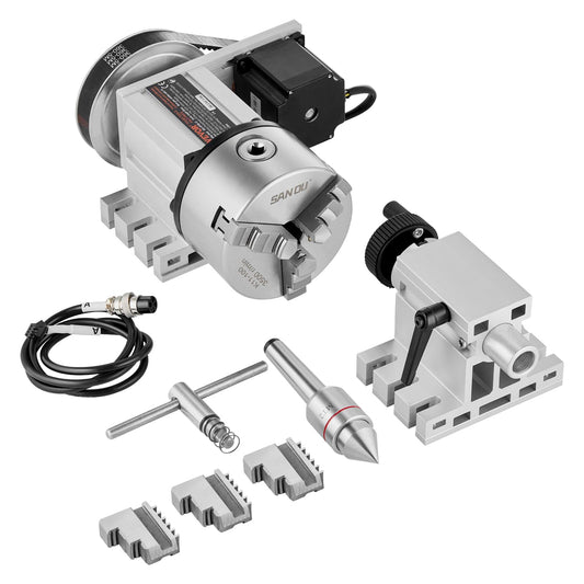 VEVOR Cabezal divisor, mandril de 3 mandíbulas K11-100 mm, fresadora CNC eje rotacional cabezal de indexación de eje A de 4 ° eje A, altura central de 65 mm, relación de engranaje 6:1, universal para