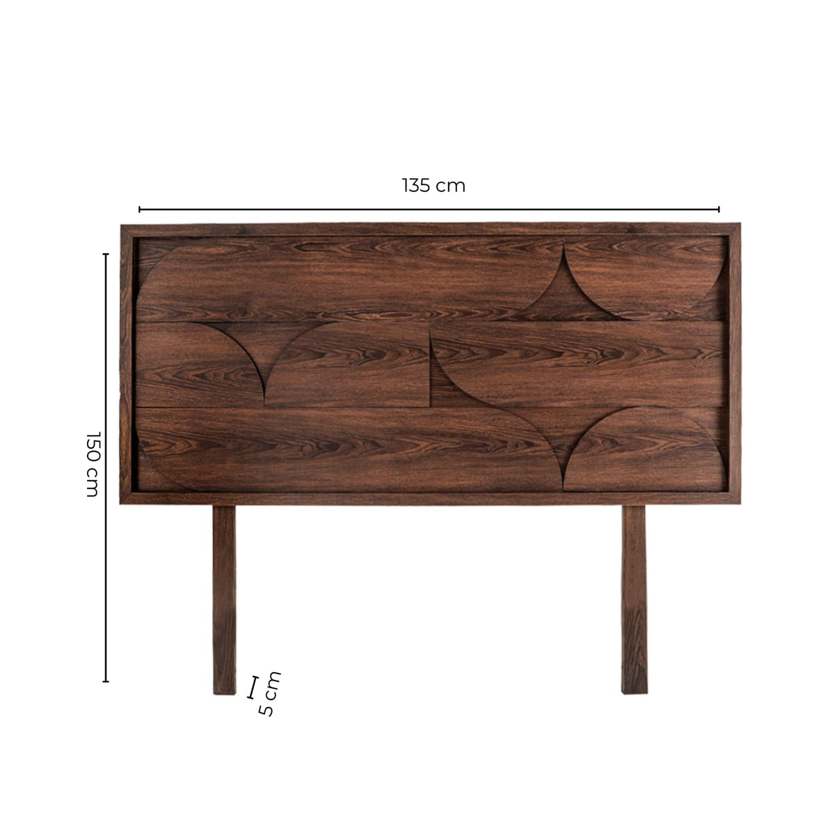 Sochic Cabecera para Cama Tamaño Individual y Matrimonial Color Nogal con Relieves Decorativos y Estructura de Madera Industrial.