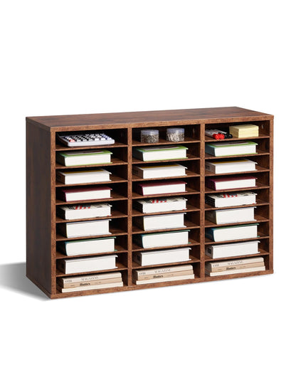 VEVOR Organizador de literatura, 27 compartimentos, buzón de oficina con estantes extraíbles, clasificador de buzones de madera, tablero de partículas, oficina, hogar, aula, clasificador de archivos