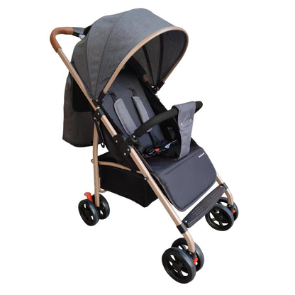PRINSEL | Carriola Mónaco LX para Bebé | Gris | 0-3 Años | Plegado con Una Mano | 8 Ruedas | Manubrio Semi-Piel | Respaldo Ajustable | Canastilla Amplia