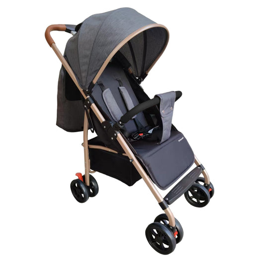 PRINSEL | Carriola Mónaco LX para Bebé | Gris | 0-3 Años | Plegado con Una Mano | 8 Ruedas | Manubrio Semi-Piel | Respaldo Ajustable | Canastilla Amplia