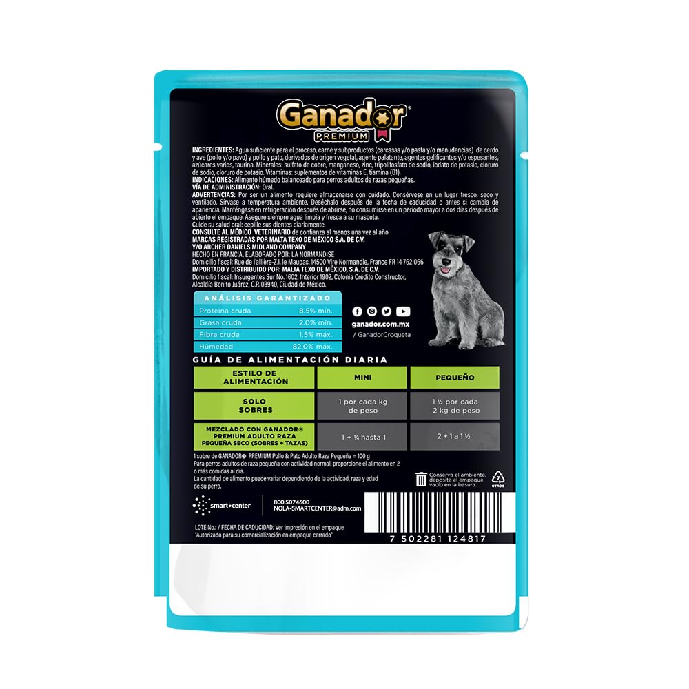 Alimento humedo para Perro Ganador Premium Razas Pequeñas Pollo & Pato