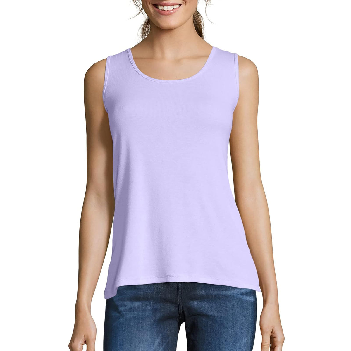 Hanes Camiseta sin Mangas para Mujer, 100% Algodón - Lavado lila - 1 paquete - XXL