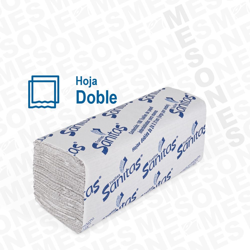 Kimberly-Clark Toalla Interdoblada para Manos Sanitas, Caja con 20 Fajillas de 100 Toallas, con Grabado, Professional