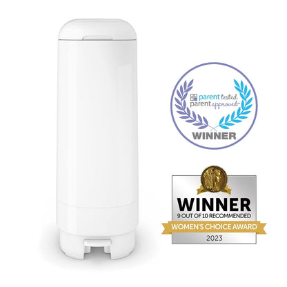 Bote para pañales Diaper Genie Signature | Incluye 1 recambio Easy Roll con 18 bolsas que pueden contener hasta 846 pañales tamaño recién nacido.