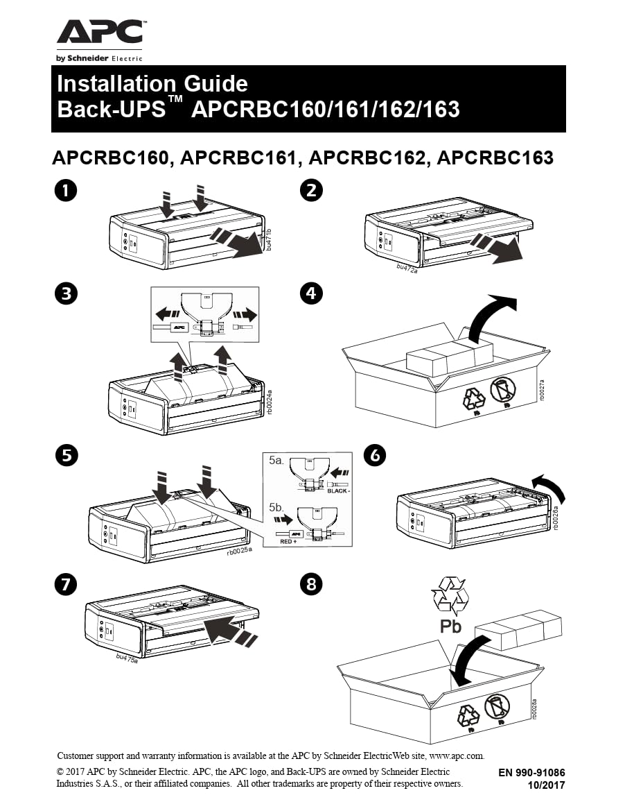 APC UPS - Reemplazo de batería APCRBC161, UPS BR1350MS y Otros