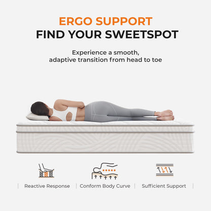 Sweetnight Colchón Twim de 10 Pulgadas en una Caja con Espuma cómoda, Bolsillo Envuelto Individualmente para Aislamiento de Movimiento y Alivio del Dolor, colchones de tamaño Doble Certificado