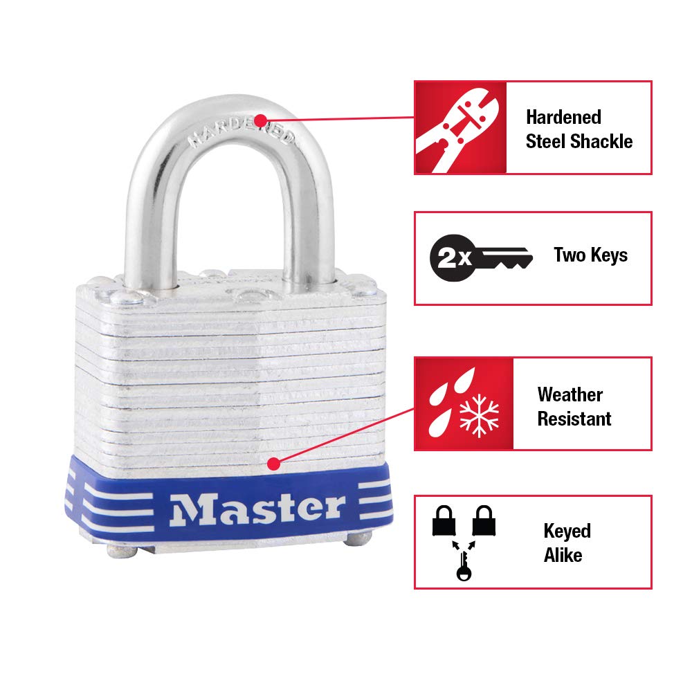 Master Lock 5T Juego de Candados Laminados de Ancho, 51 mm, 2 Piezas