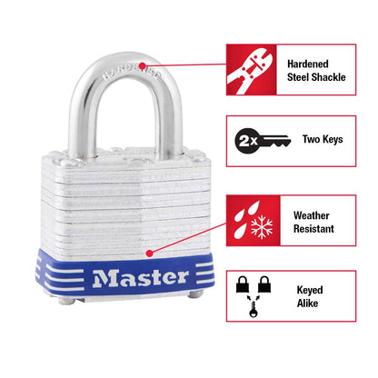 Master Lock 5T Juego de Candados Laminados de Ancho, 51 mm, 2 Piezas