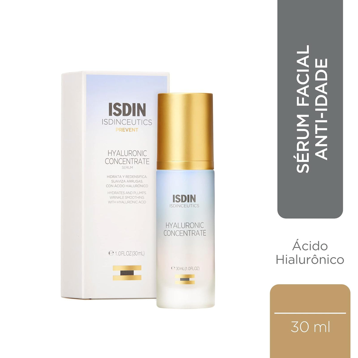 ISDIN Isdinceutics hyaluronic concentrate, serum facial ligero y ultrahidratante, con acido hialuronico - 30ml + SI-NAILS Fortalecedor con ácido hialurónico 2.5 ml