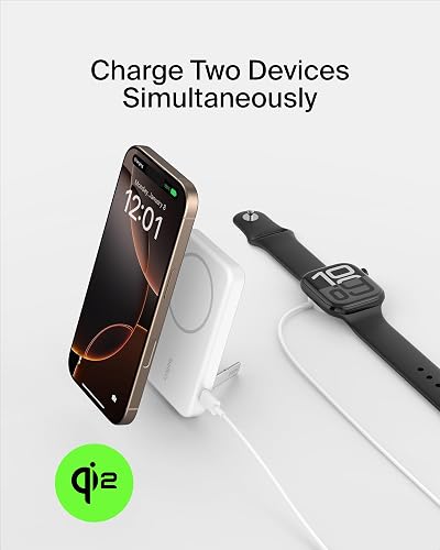 Belkin - Batería magnética con Qi2 de 15W y 5,000 mAh, Blanco