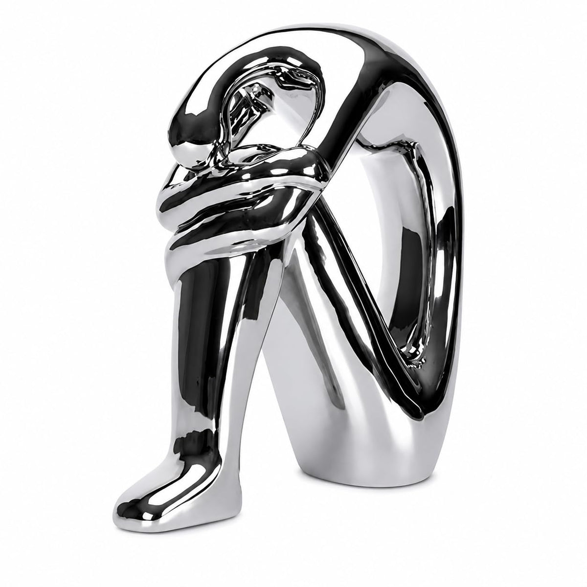 Le Bonne Table Figura Decorativa Bend, Cerámica, Plateado, 1 Pieza