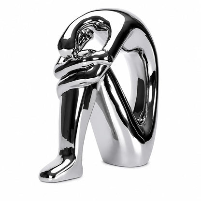 Le Bonne Table Figura Decorativa Bend, Cerámica, Plateado, 1 Pieza