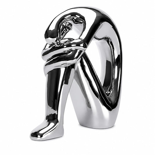 Le Bonne Table Figura Decorativa Bend, Cerámica, Plateado, 1 Pieza