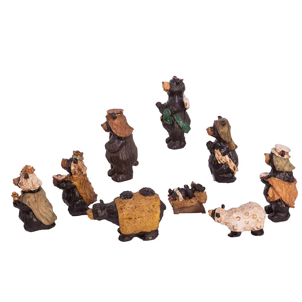 Kurt Adler J3383 Resin Nativity Bear, 4-Inch, Set of 9