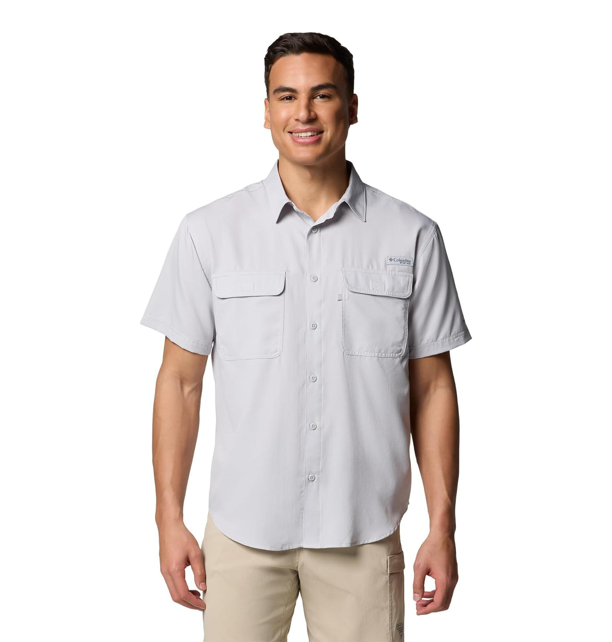 Columbia PFG Backwater Camisa de Manga Corta para Hombre - CH - Gris (Cool Grey)