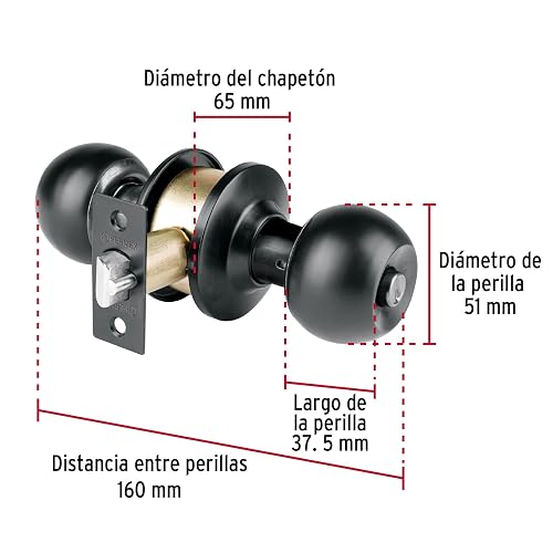 Hermex BAL-NE-RPB Cerradura esfera, cil recámara negro