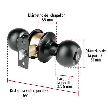 Hermex BAL-NE-RPB Cerradura esfera, cil recámara negro