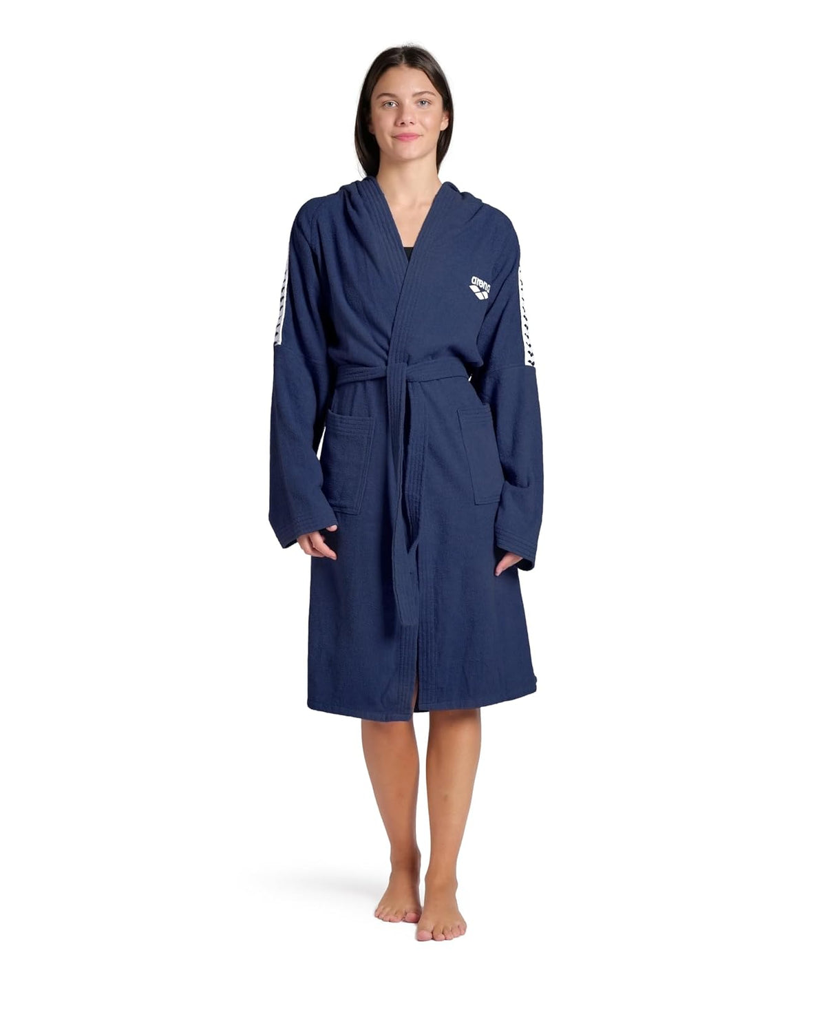 ARENA arena Team Stripe Unisex Bathrobe with Tie Belt and Pockets Soft Warm Robe Albornoz Adultos unisex