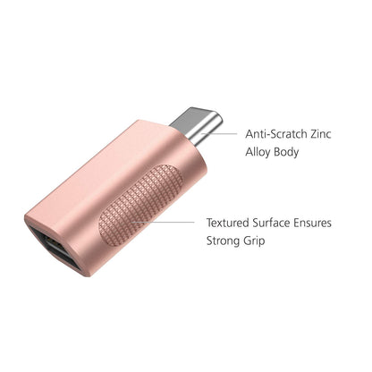 Nonda - Adaptador USB C a USB (2 Unidades), Adaptador USB-C a USB 3.0, USB Tipo C a USB, Thunderbolt 4/3 a USB Hembra OTG para MacBook Pro2021, MacBook Air 2020, iPad Pro 2021 y más (Oro Rosa)