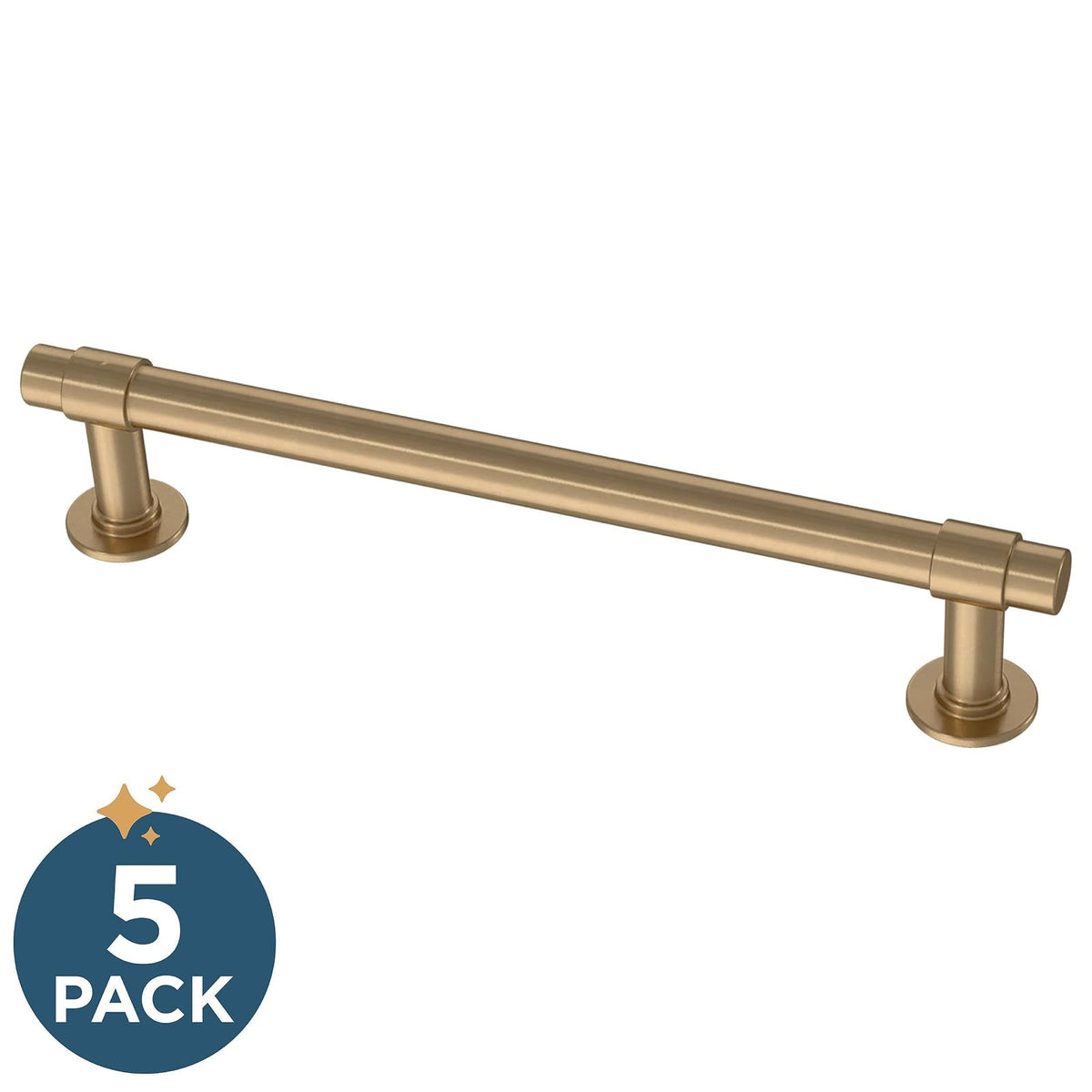 Franklin Brass Francisco (paquete de 5) manijas de gabinete de 5-1/16 pulgadas agujero centro moderno | Puerta de cocina de bronce champaña, cajones, aparadores, muebles P29618Z-CZA-B