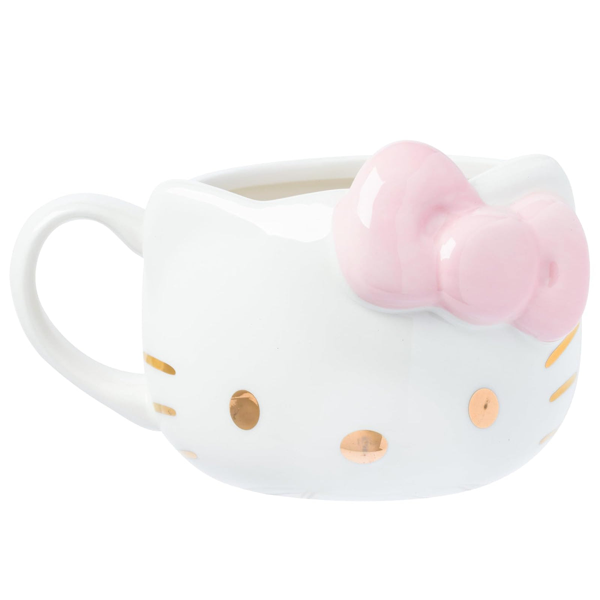Silver Buffalo Taza de Cerámica 3D Hello Kitty, 20 oz - Detalles de Hello Kitty en oro rosa