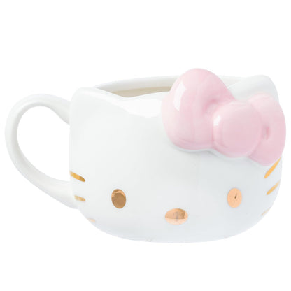 Silver Buffalo Taza de Cerámica 3D Hello Kitty, 20 oz - Detalles de Hello Kitty en oro rosa