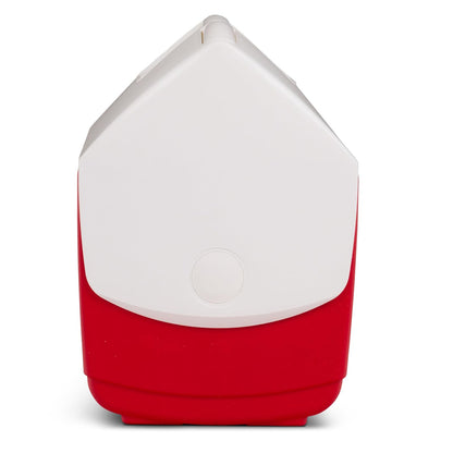 Igloo Playmate Elite Cooler Rojo/Blanco, 16 Qt | Baúl de hielo aislado, capacidad para 30 latas, diseño de tienda de campaña, tapa de botón, asa de transporte moldeada
