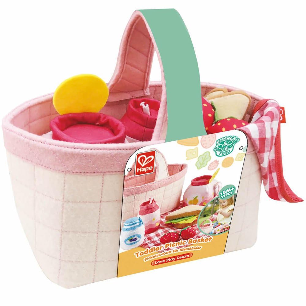 Juego de Picnic Hape| 12 Piezas de Juguete Suave para Interiores y Exteriores para niños pequeños, Color Rosa 12M+
