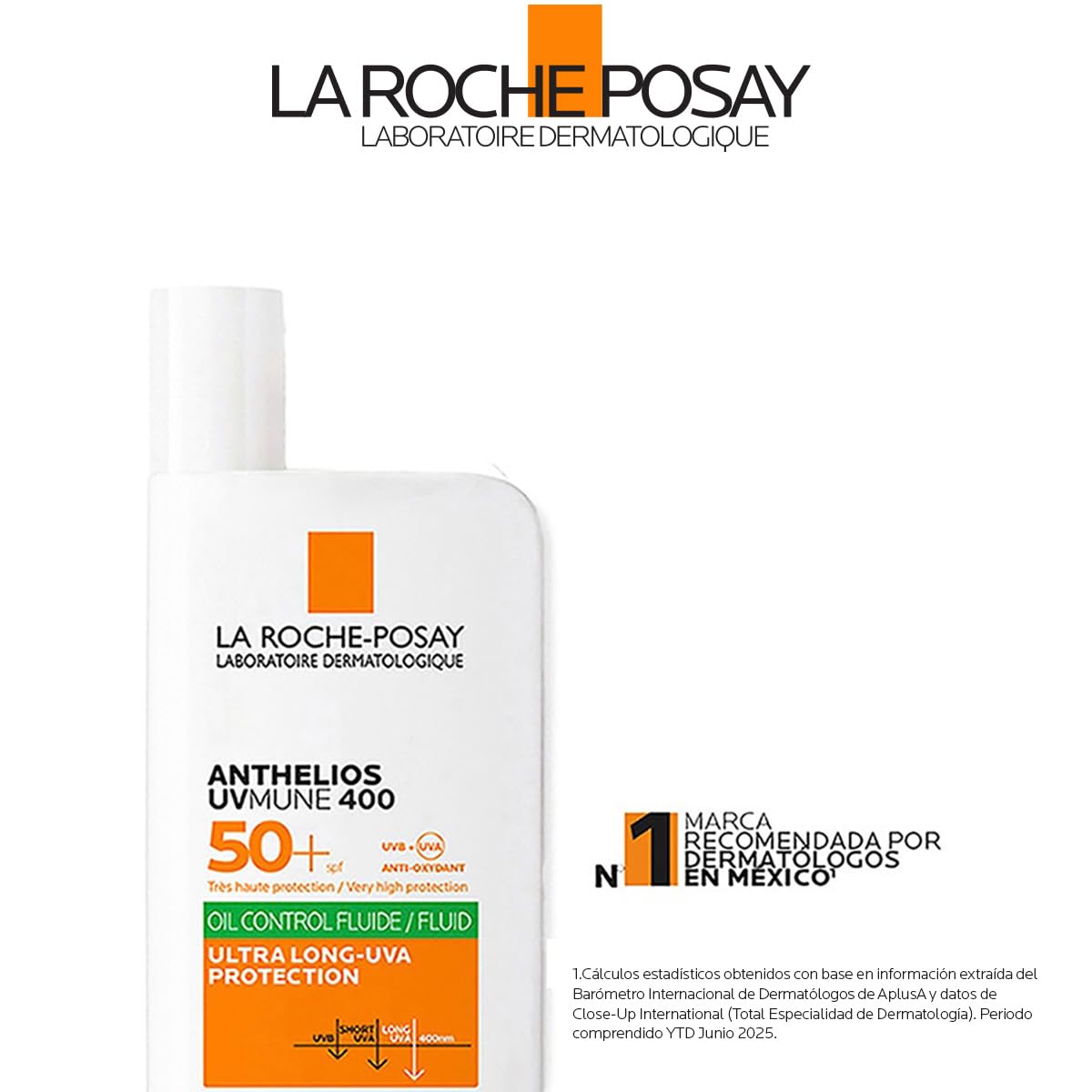 La Roche-Posay Anthelios Oil Control Protector Solar Fluido FPS50+ 50ml | Solar Dermatológico, Acabado Matificante, Textura Fluida Invisible Ideal para Piel Grasa