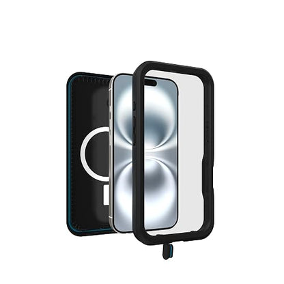 OtterBox - Funda Impermeable para iPhone 16 Serie FR, con MagSafe (diseñada por LifeProof), Color Negro, Impermeable, 60% plástico Reciclado, Elegante y Elegante